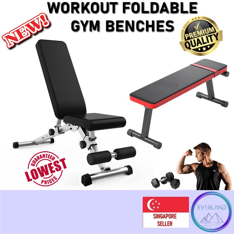 SG STOCKS Foldable Workout Bench Multi Purpose Home Gym Bench Flat Workout Bench