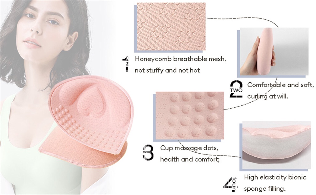1 Pair (2 Pieces) Traceless Bra Pad Inserts Removable Bra Pads Sewn ...