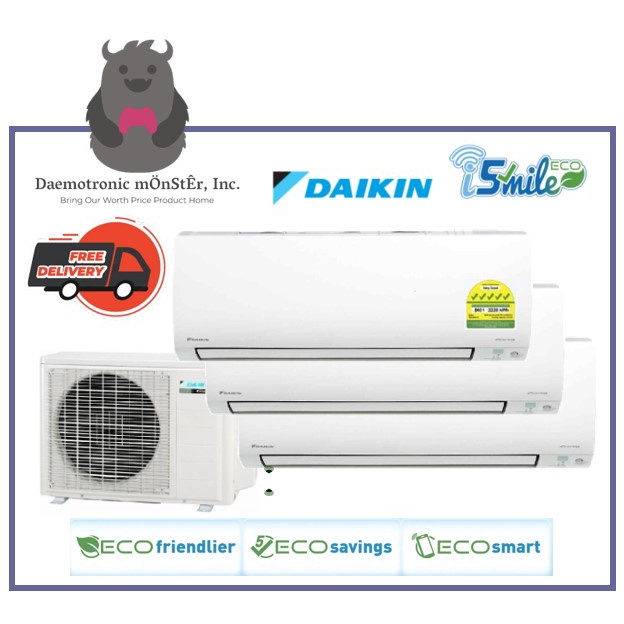 Daikin iSMILE System 3 Inverter Aircon R32 Gas 5 Ticks WiFiControl Shopee Singapore