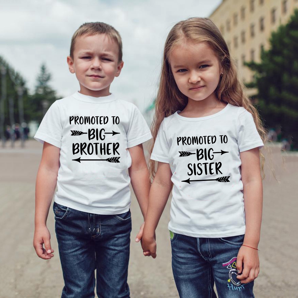 Promoted To Big Brother Big Sister Printed Kid Matching T shirt Children Fashion White Shirts Boys Girls Tops Summer Short Sleeve Shopee Singapore