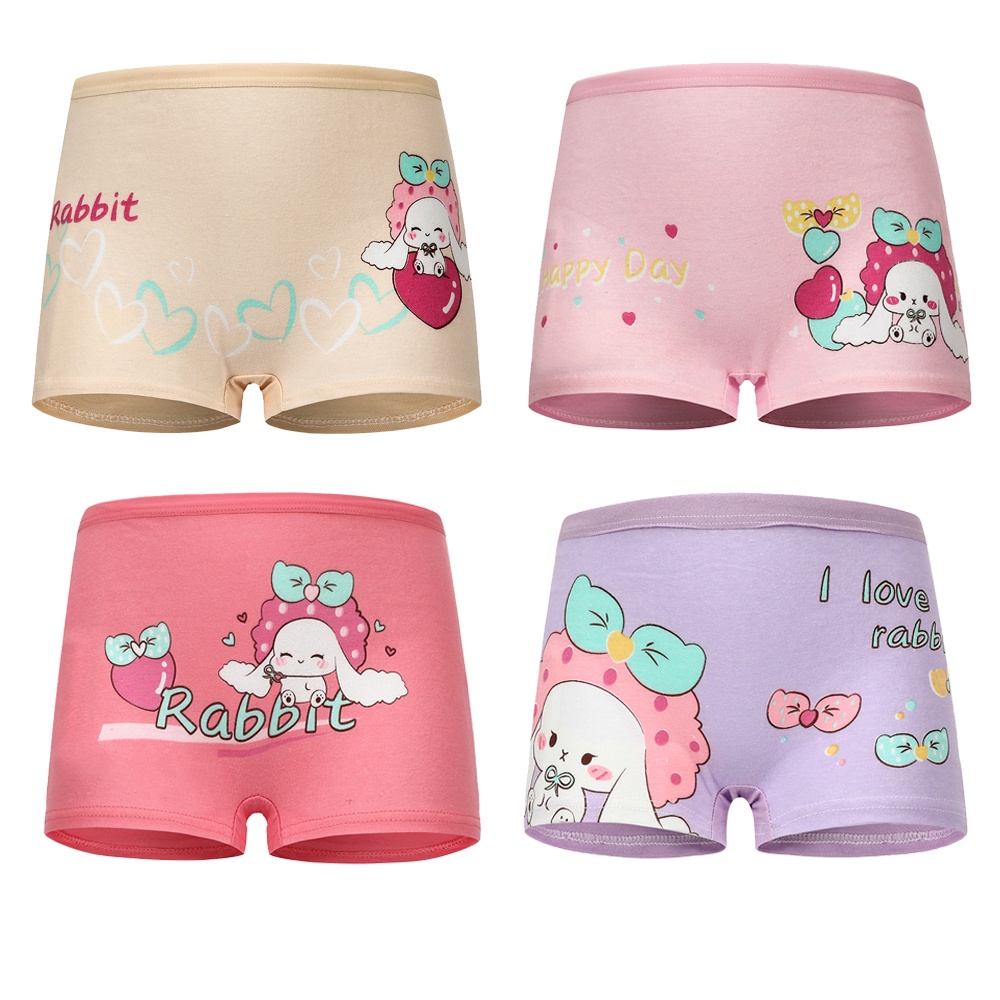 SMY 4Pcs Kids Girl Cotton Underwear Cute Cartoon Panty Shopee Singapore