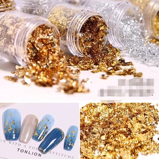 4 Box Gold Glitter Flakes Irregular Aluminum Foil Sequins For Nails Chrome  Powder Winter Manicure Nail