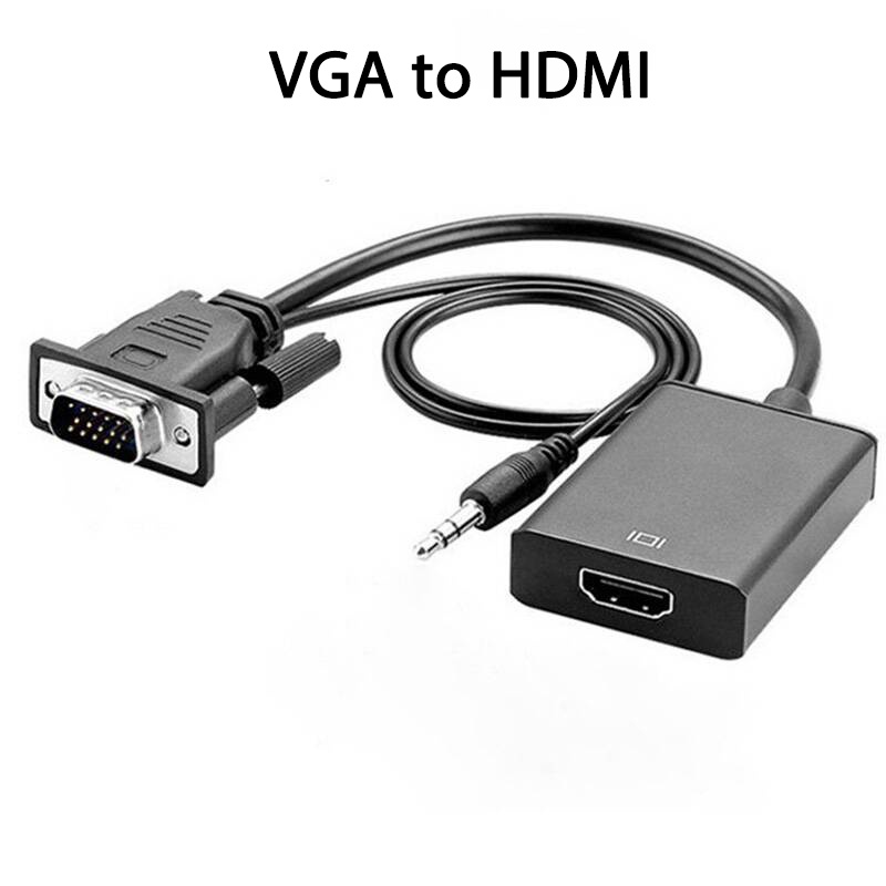 VGA To HDMI Adapter HDMI-Compatible Cable Converter 1080P 60Hz HD With ...