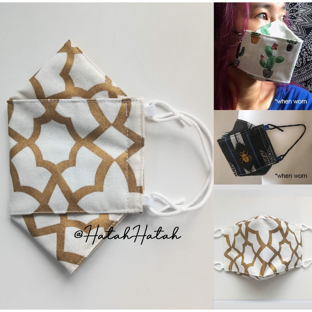 3-ply Geometric gold stamping 3D Octagon Washable Face Mask with pocket ...