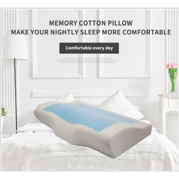 Ready Stock) Memory Foam Feature Wave Shape Cool Gel Pillow