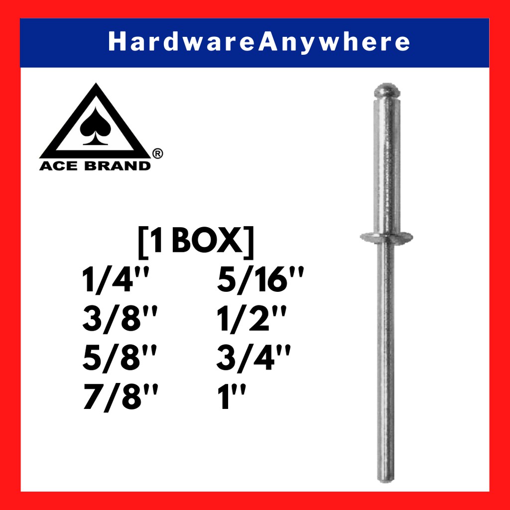 ACE Aluminum Blind Rivet / Open End Rivet / Pop Rivet - Dome Head with ...