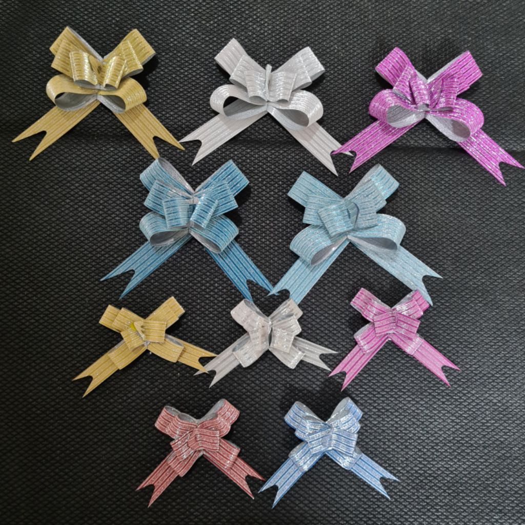 Bow Ribbon, Stick On, Shimmery/ Glittery Stripe | Shopee Singapore