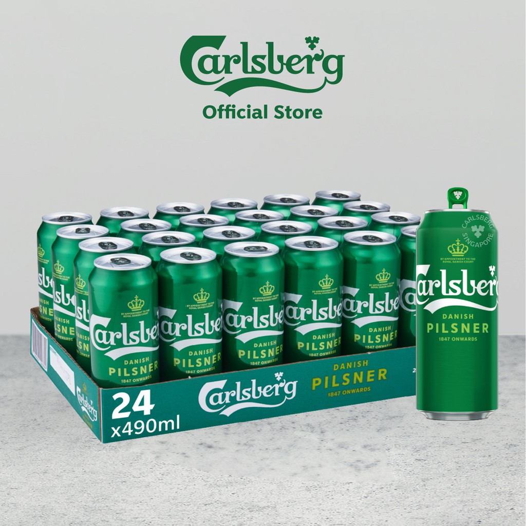Carlsberg Danish Pilsner Beer 490ml Can Green (Pack of 24) Shopee
