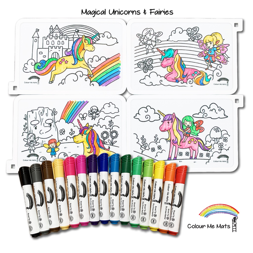 Colour Me Puzzle Mats - Magical Unicorns & Fairies - Reusable Silicone ...