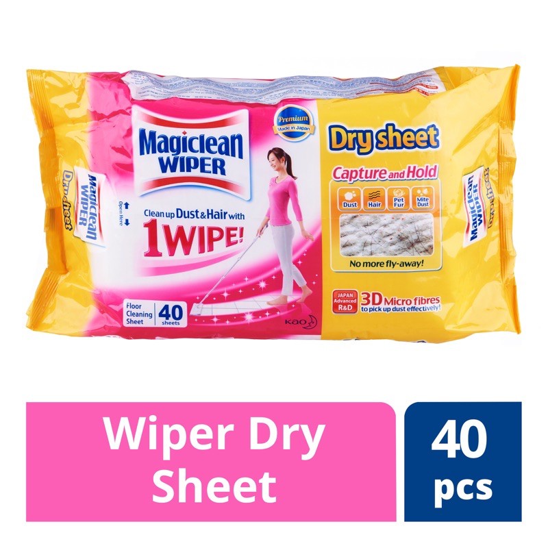 Magiclean Wiper Dry Sheet (20s/40s) Kao Magiclean Wet Sheet 3D Micro ...