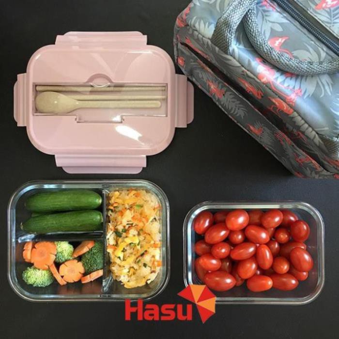 High-quality glass office lunch box set with compartments and thermal ...