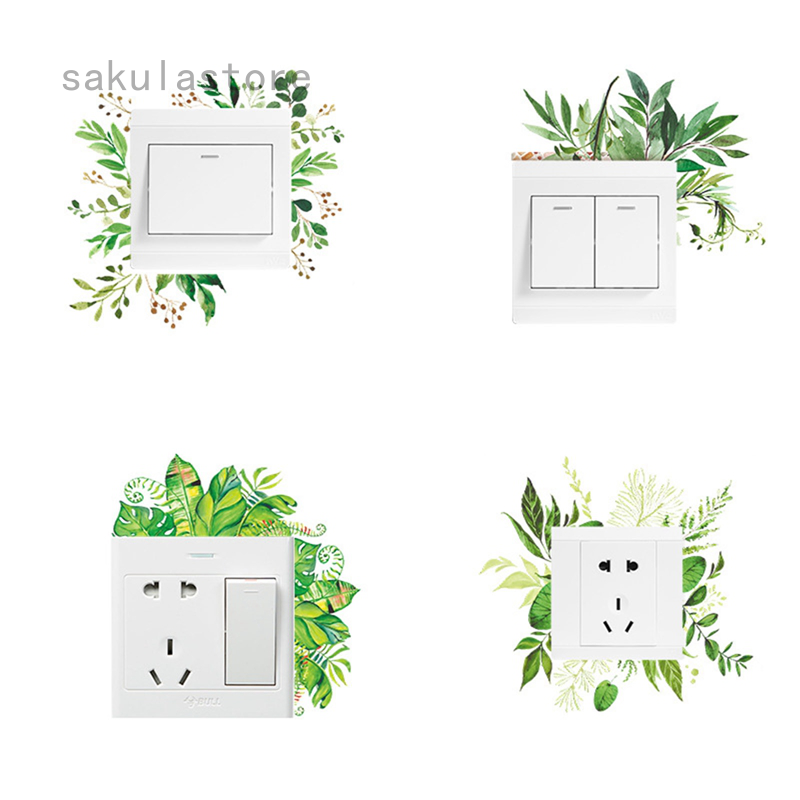 Light Switch Decal Wall Stickers Green Leaves Stickers Home DIY Decor Vinyl Sticker