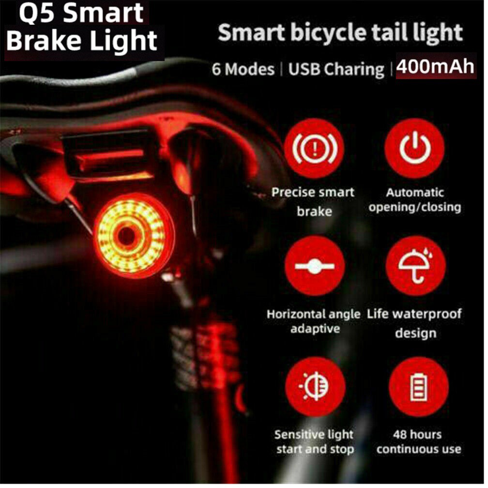 local bicycle Bike scooers USB LED Tail Light Smart Auto Start Stop ...