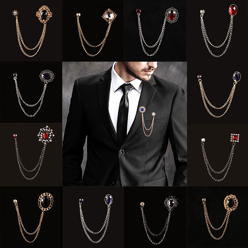 Exquisite Fashion Rhinestone Men's Ladies Classic Chain Brooch Pin Clothing  Accessories Brooch Brooch