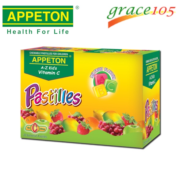 Appeton A-Z Kid's Vitamin C 30mg Pastilles 1 BOX (20 Sachet's x 5's ...