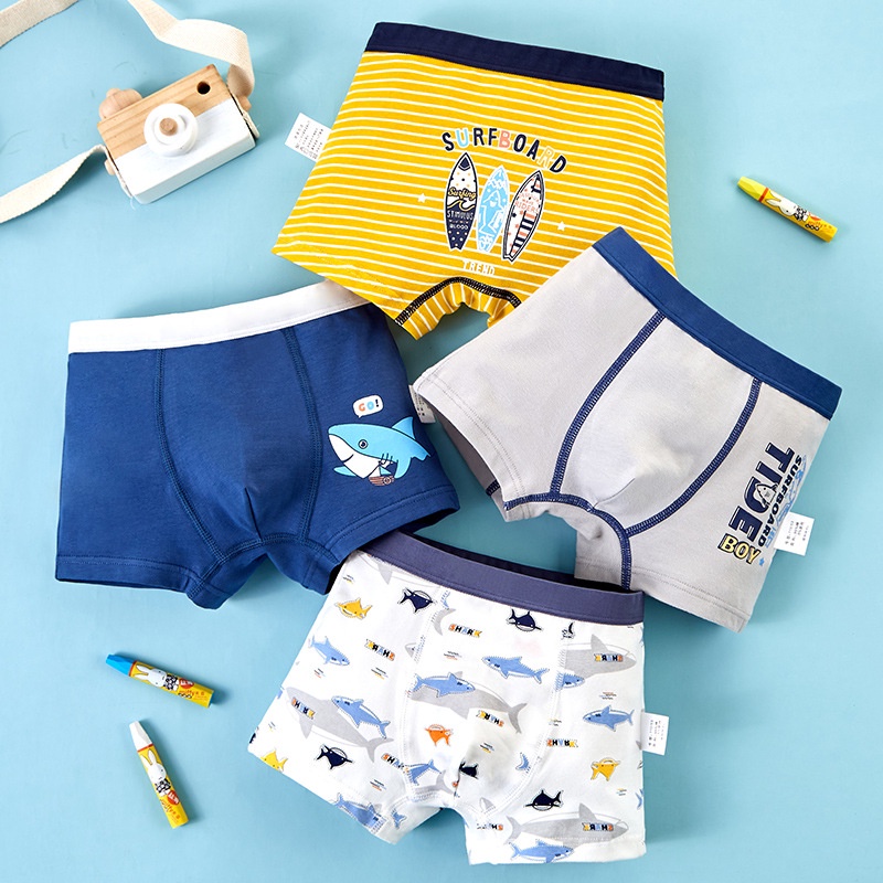 PAN】4-Pcs Kids Underwear Boy Boxers Shorts Baby Underwear Pants