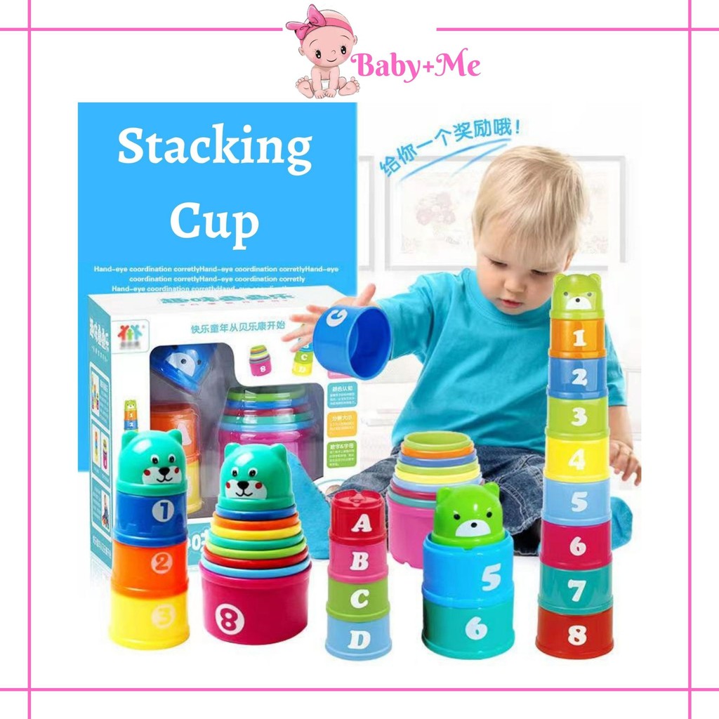?LOCAL SELLER? Stacking Cup Tower Educations Toys For Kids Rainbow Baby Cup Early Education Building Block Fun Play