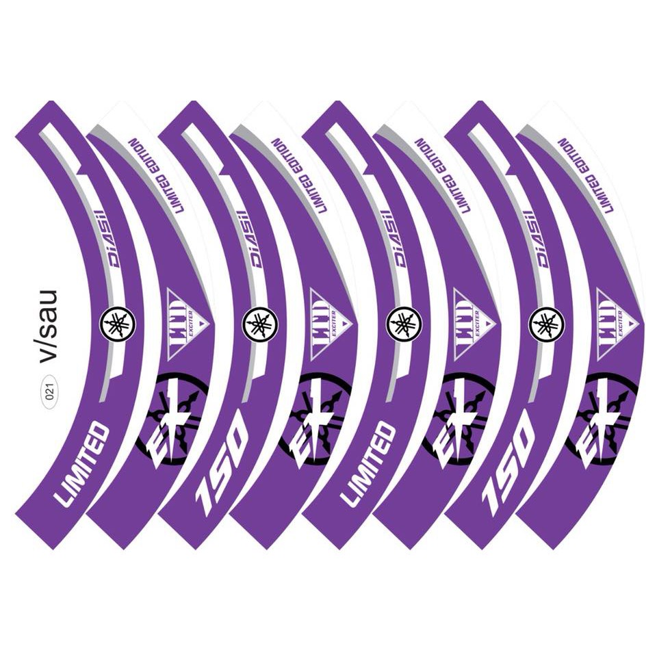 SIASIL LIMITED purple rim stickers, 16 pieces, full 2 wheels | Shopee ...