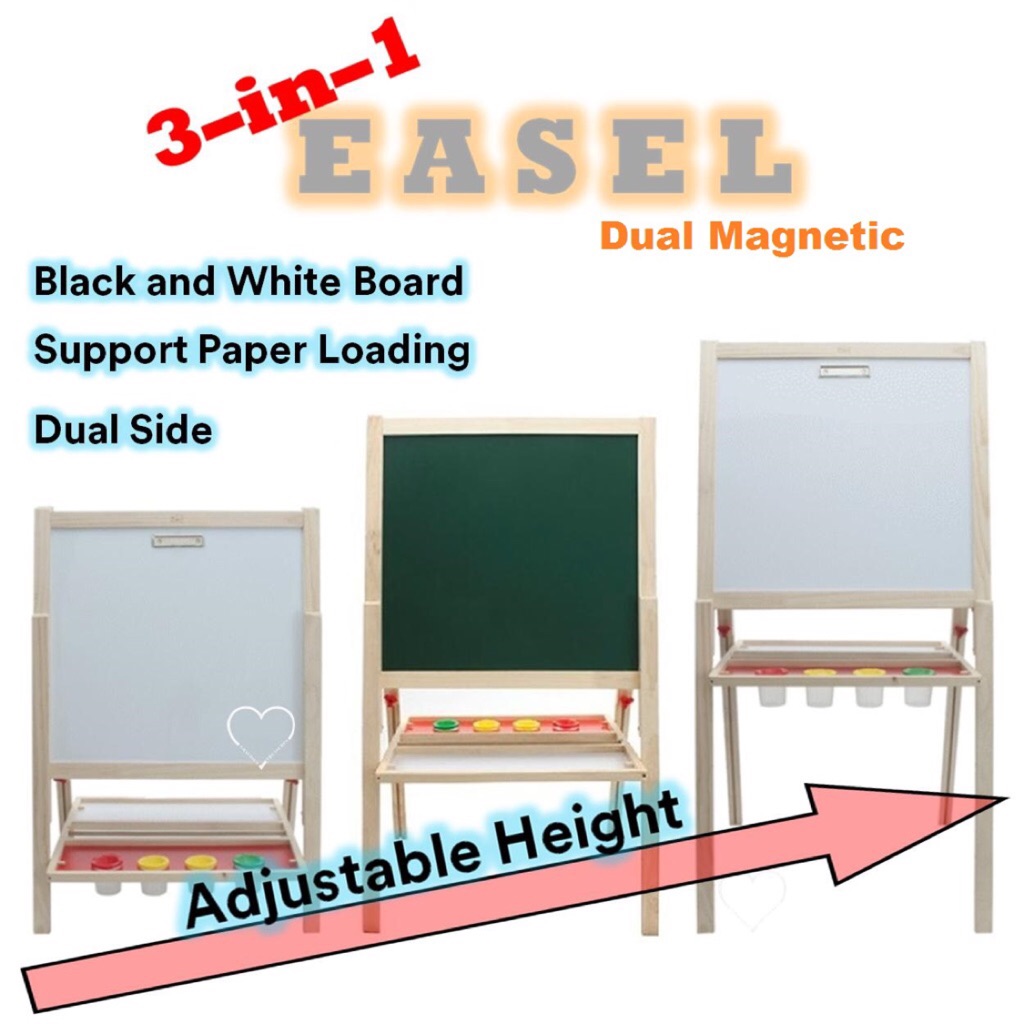 Multifunctional New Zealand Pine Blackboard Whiteboard Easel Adjustable