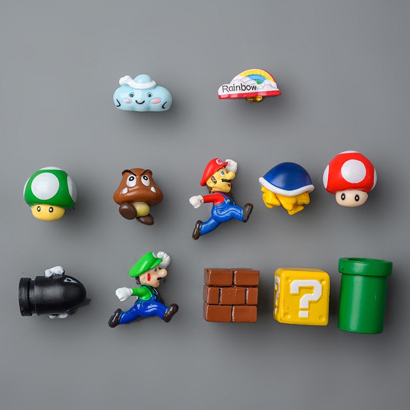 1Set Super Mario Fridge Magnet Sticker 3D Mario Decorative Fridge ...