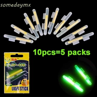 6/12Pcs Useful Dark Clip on Light Fishing glow stick Clip fluorescent light  sticks fishing rod feeder float hold