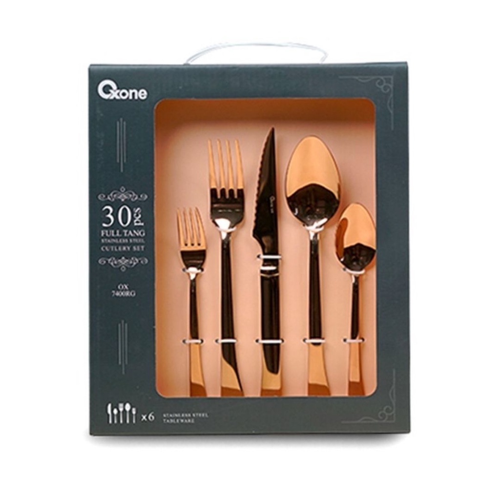 Oxone OX7400 Sendok Makan Cutlery Set Stainless Steel Tebal Warna Baru Isi 30 pcs - Gambar 2