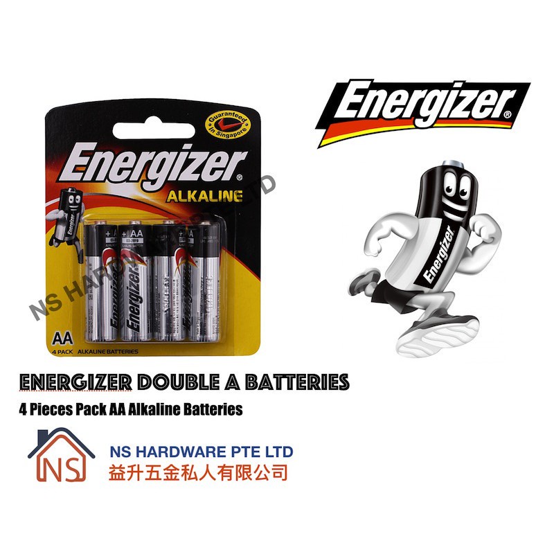 Energizer AA Alkaline Batteries 4 Battery Pack / Double A Batteries