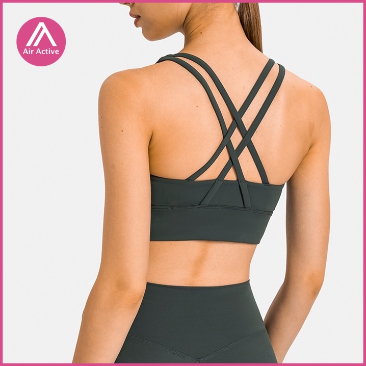 AIR ACTIVE Padded Yoga Bra Sports Bra Cross Back Good Support