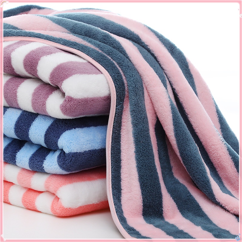 Soft Absorbent Coral Fleece Towel Striped Thickened Face Towel