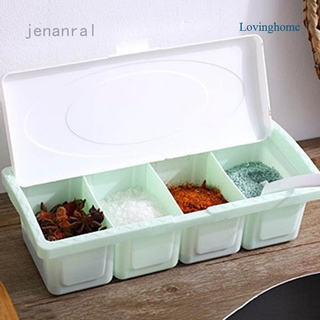 Kitchen 4 Grids Spice Box Combination Set Condiment Container