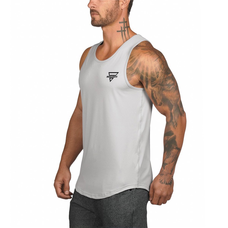 Mens Bodybuilding Tank Top Gym Clothing Workout Fitness Quick Dry Sleeveless Shirt Running Stringer Singlets Male Summer Vest