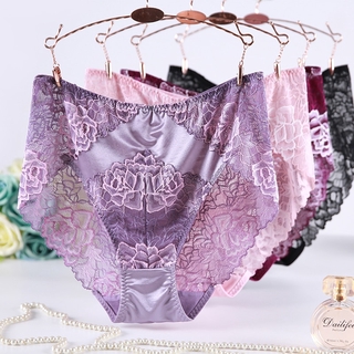 Sexy Satin Lace Panties Women's Underwear Transparent Sheer Lace