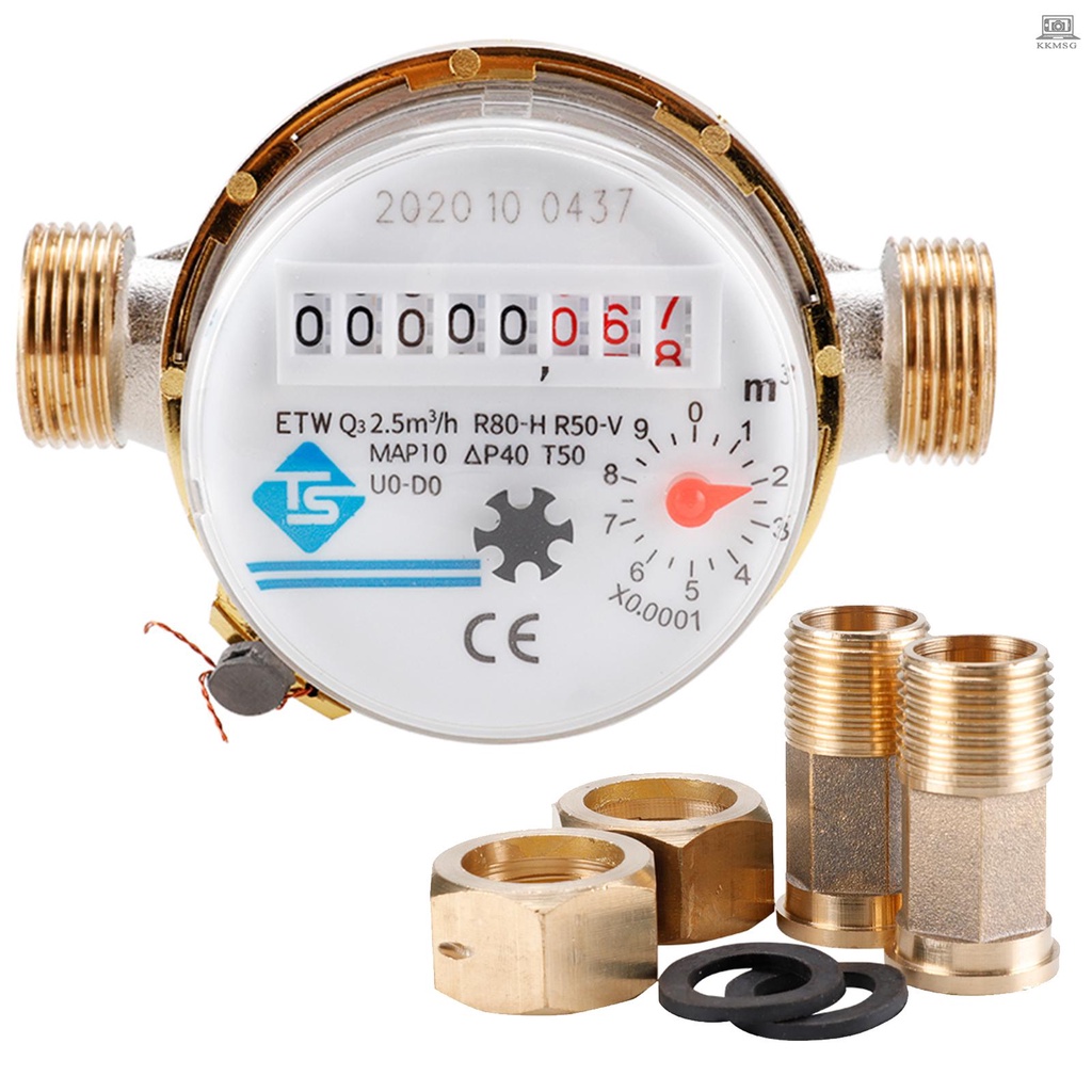 15mm 1/2 inch Cold Water Meter Read of Cubic Flow Meter 360 Adjustable ...
