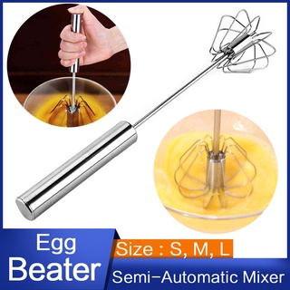 Trendy Stainless Steel Hand Pressure Rotating Semi-Automatic Mixer Coffee  Milk Mixing Eggbeater Handheld Kitchen Cooking Tool