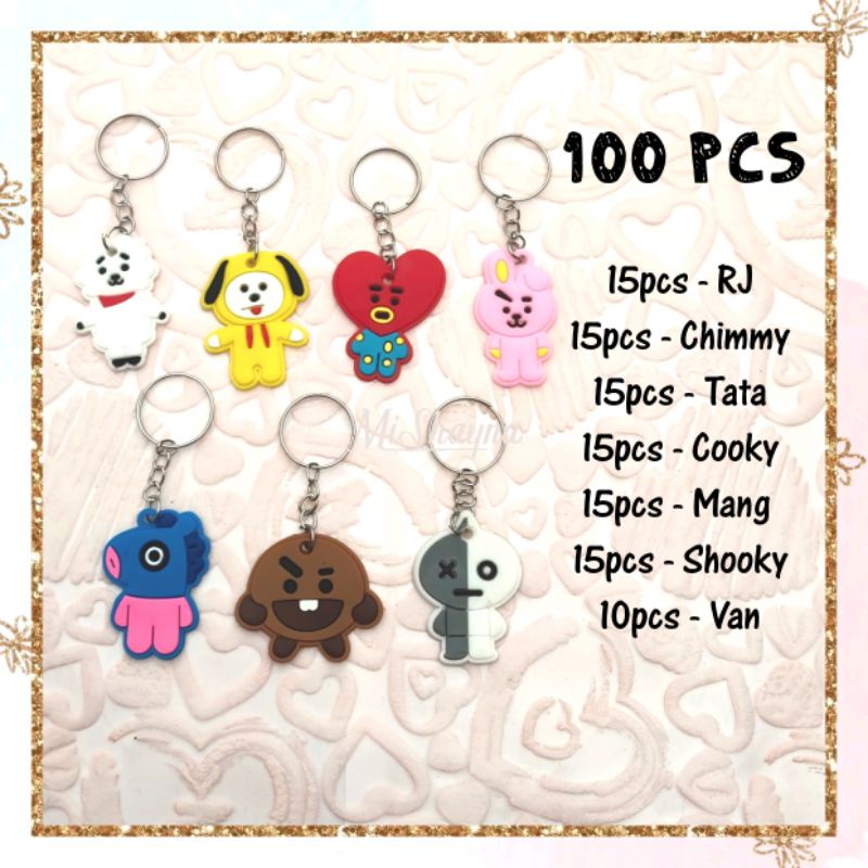[MS] 100pcs Small BT21 Silicone Keychain. BTS Keychain K-pop Keyring ...