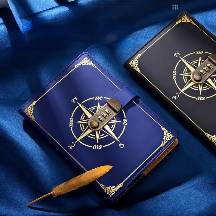 A5 Password Notebook Retro With Lock Creative Thickened Handbook ...