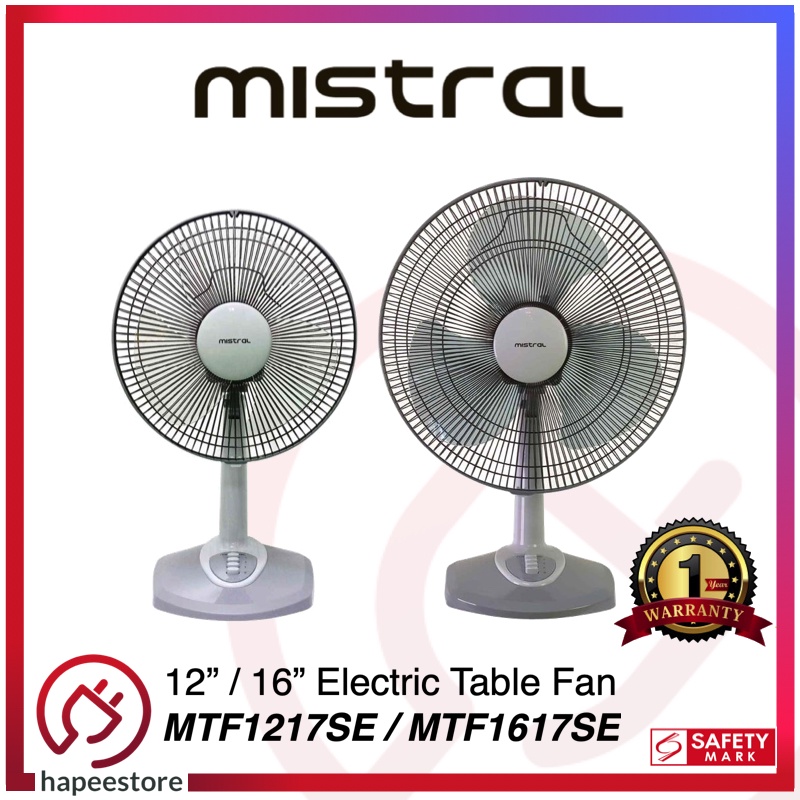 Mistral Table Fan - MTF1217SE (12 Inch) / MTF1617SE (16 Inch) (1 Year ...