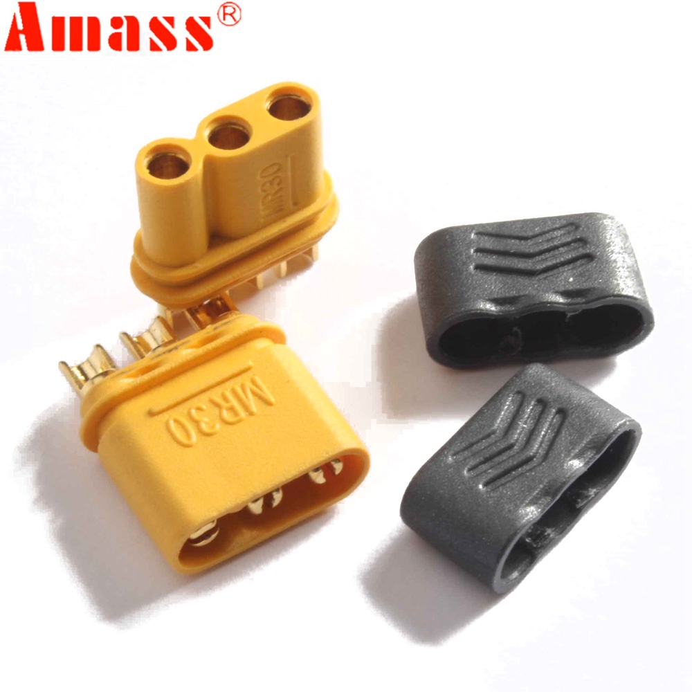 Connecteur AMASS MR30 Mâle/femelle Avec Gaine – 30A Continu – Compatible RC Lipo Et Multicoptères