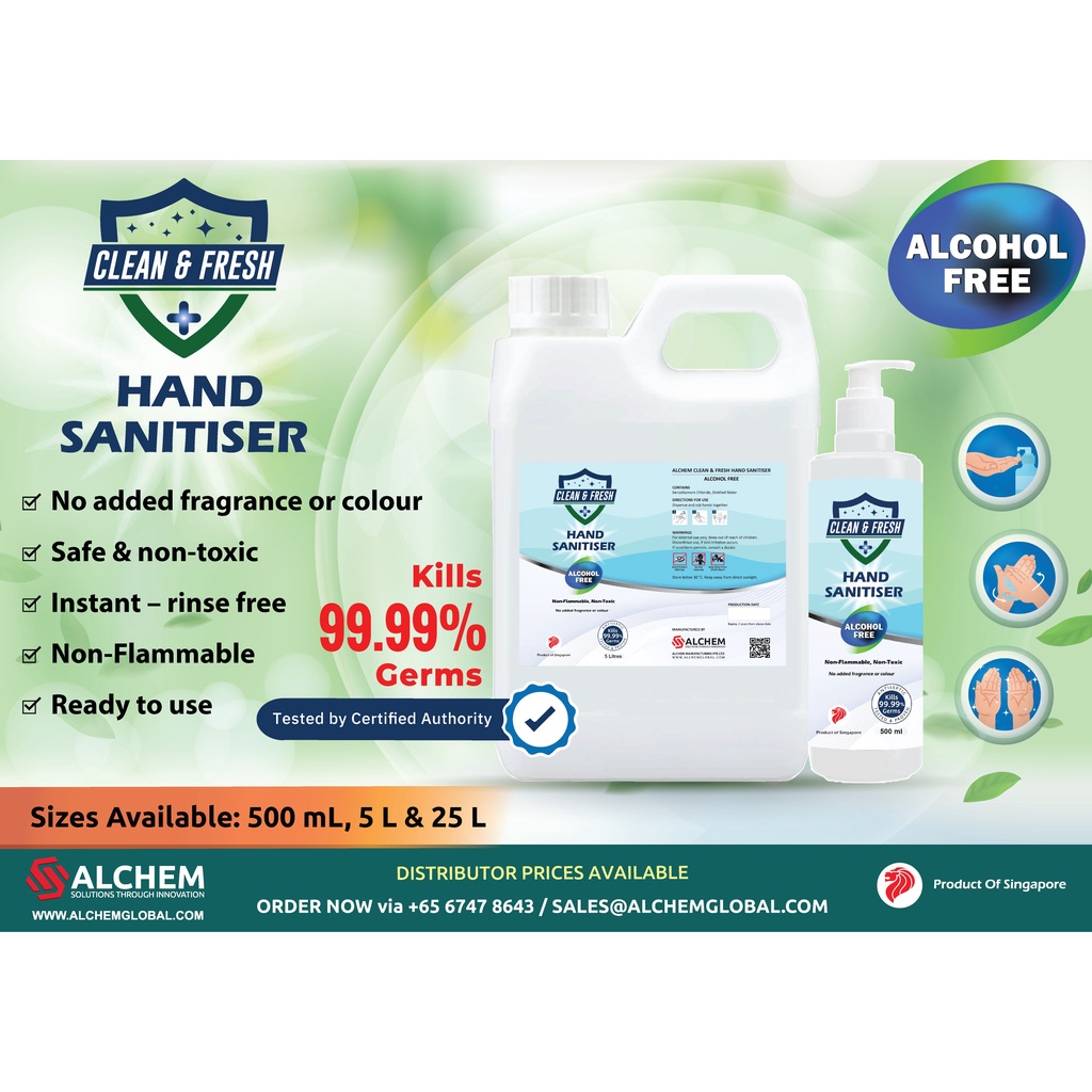 Alcohol Free Hand Sanitiser 500mL 5L No Fragrance Hand Sanitizer