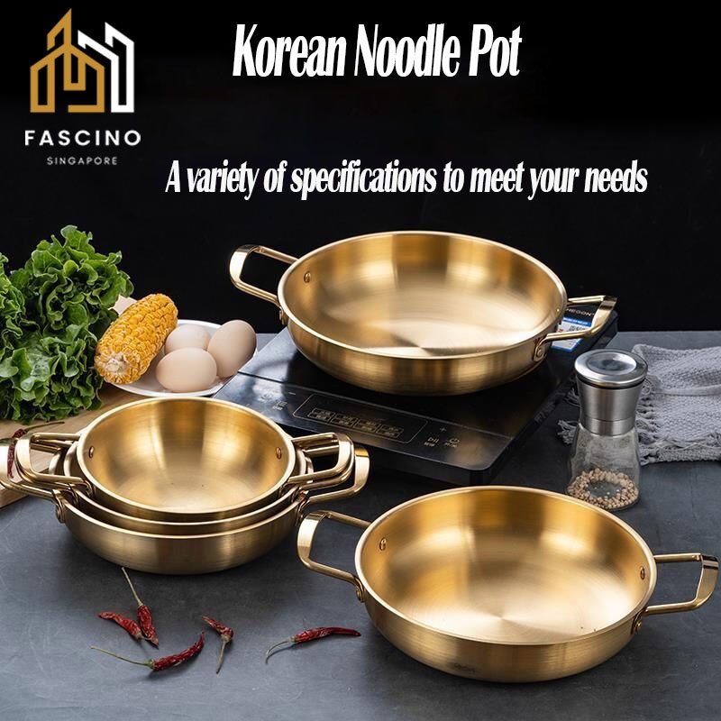【SG】Korean Stainless Steel Noodle Pot Everyday Pan Ramen Golden Stockpots Pasta Pots Stir Fry