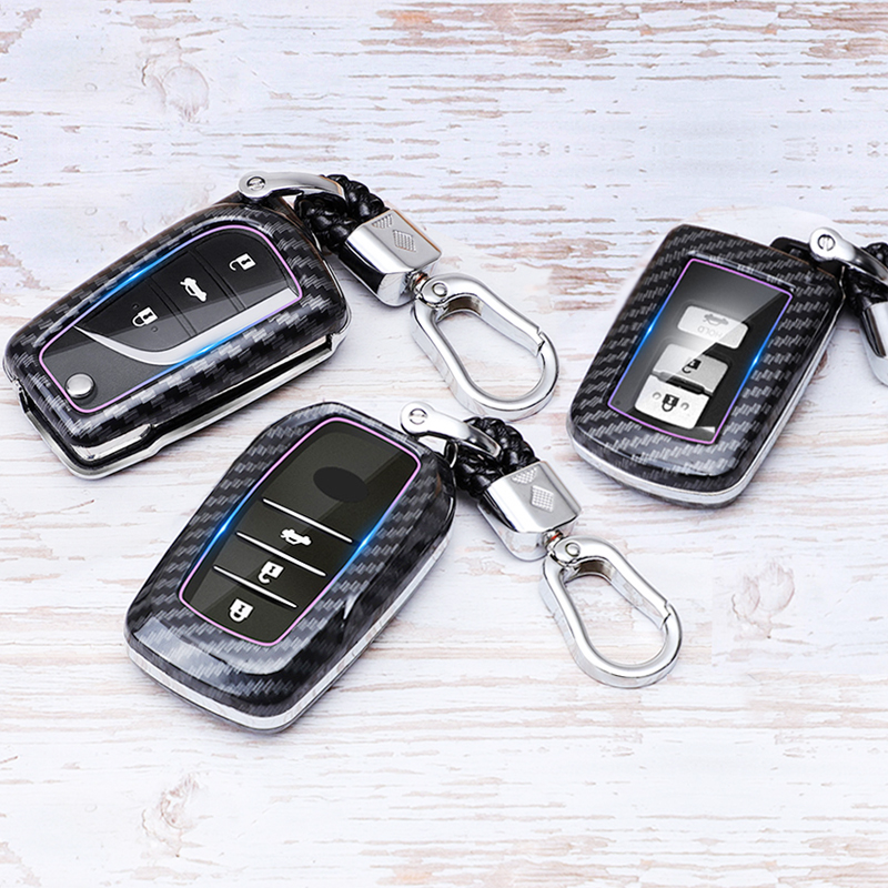 Car Key Shell Case Cover Carbon Fibre Auto Smart Key Remote Keychain ...