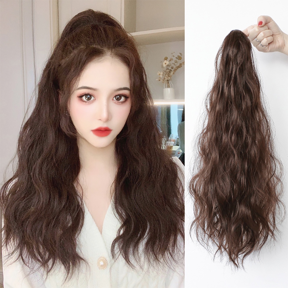 Synthetic Ponytail Hari Extension Long Water Wave Claw Clip On Ponytail ...