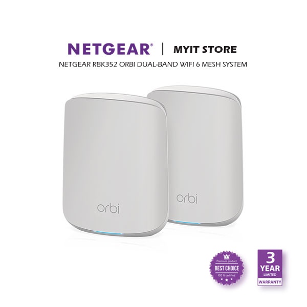 Netgear Orbi RBK352 WiFi 6 Dual-Band Mesh System