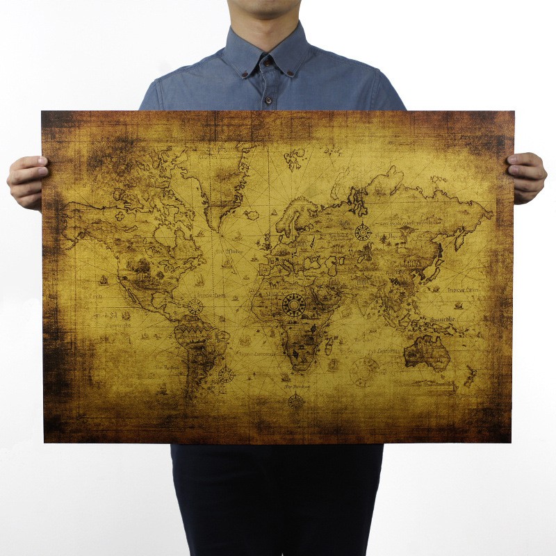 Poster World Map Retro Bar coffee Shop Wall Decor | Shopee Singapore