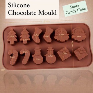 Christmas Silicone Chocolate Mould Xmas Candy Mold Trays Baking Mould Santa  Clause Snowman Present Gingerbread Candy Cane Mould