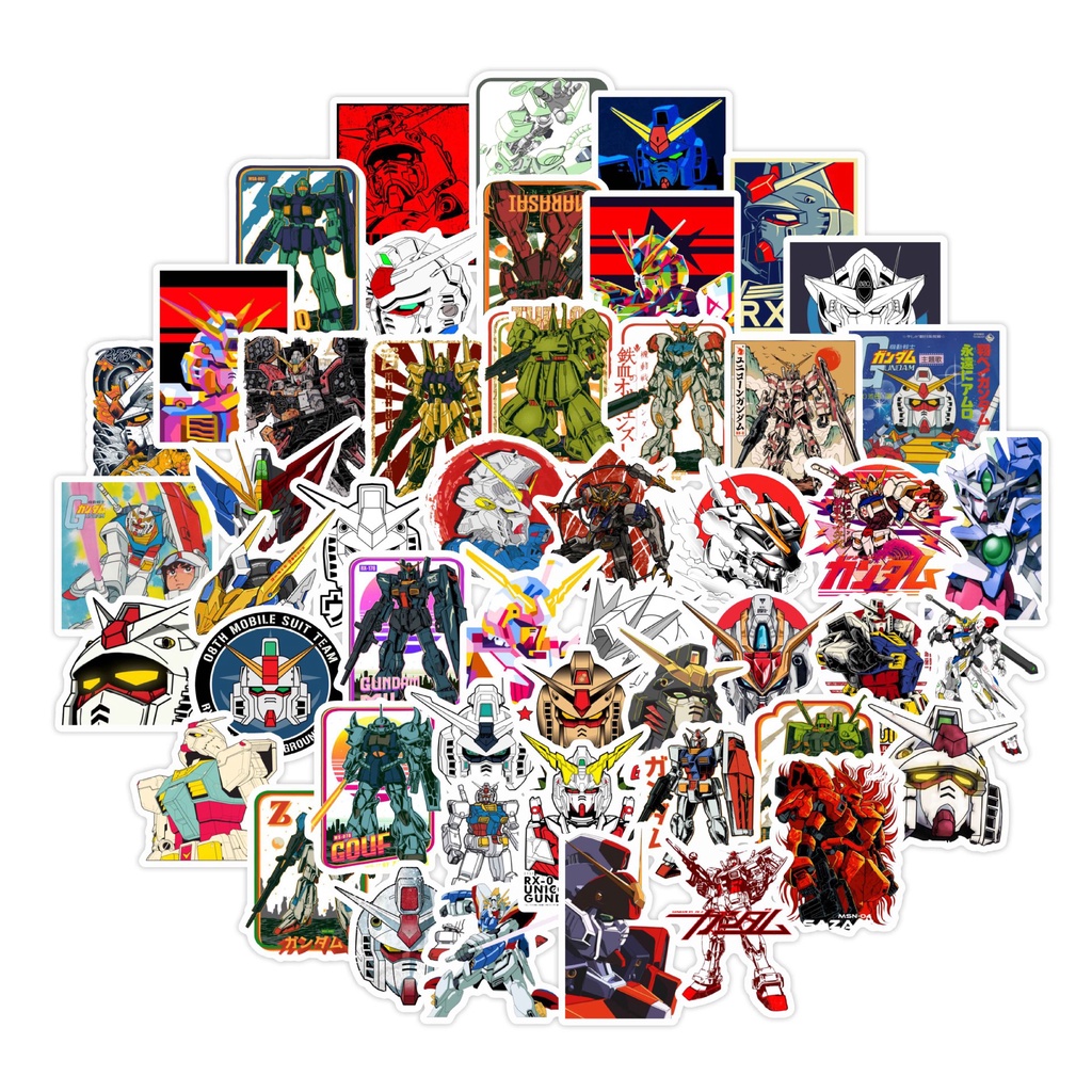 50pcs GUNDAM Classic Anime Waterproof Stickers | Shopee Singapore