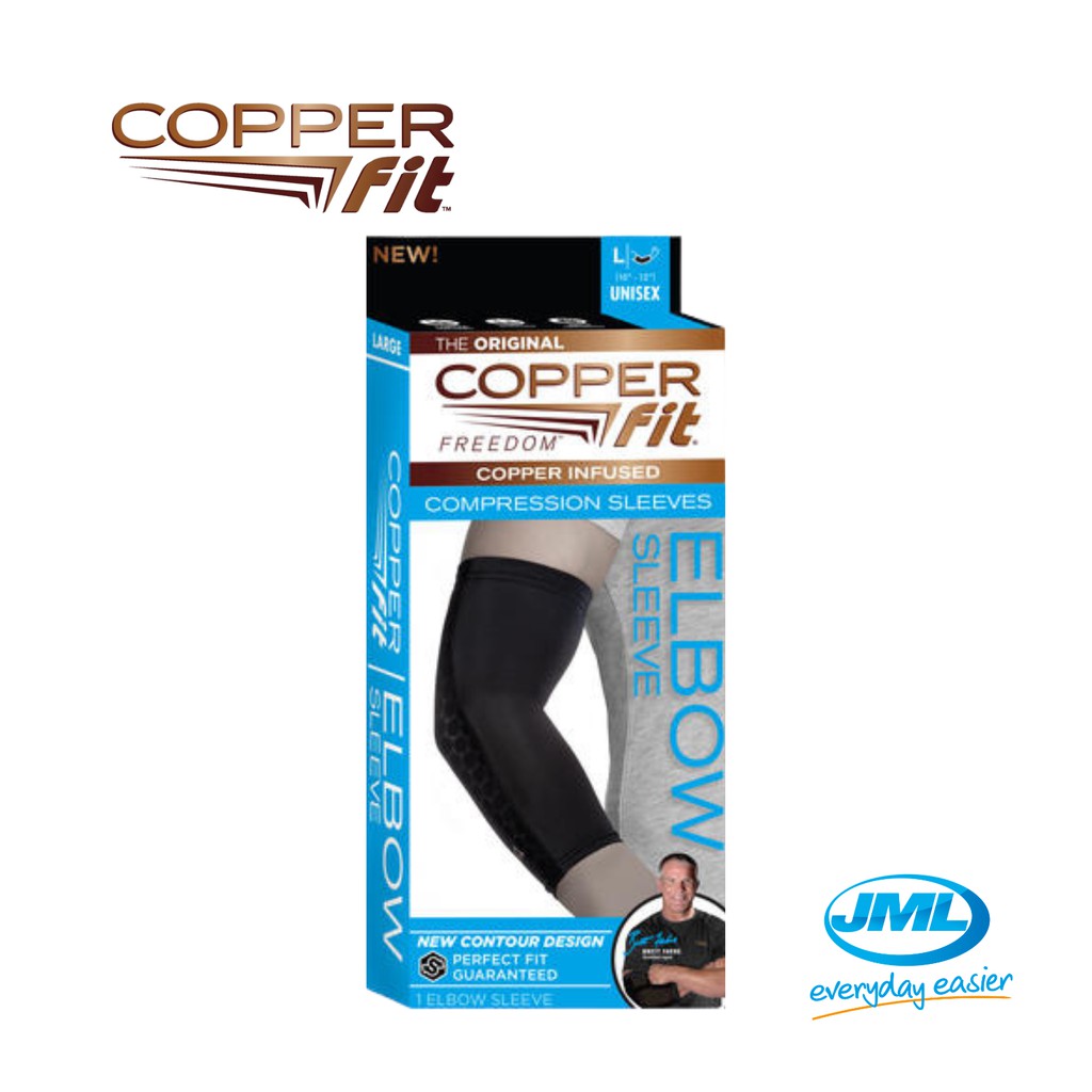 Jml Official Copper Fit Compression Elbow Sleeve 1pc Reduce Swelling Relieve Joint Muscle 9353