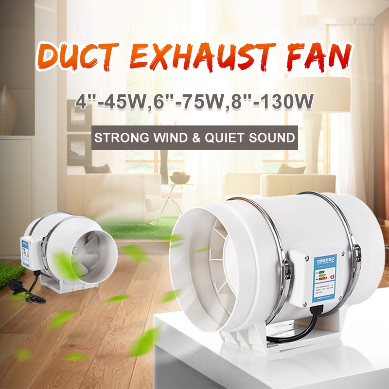 45W 220V Exhaust Fan Home Silent Inline Pipe Duct Fan Bathroom 4