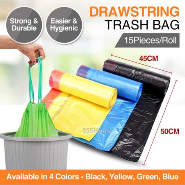 [SG] Drawstring Trash Bag/ Garage Bag/ Rubbish Bag/ Plastic Bag ...