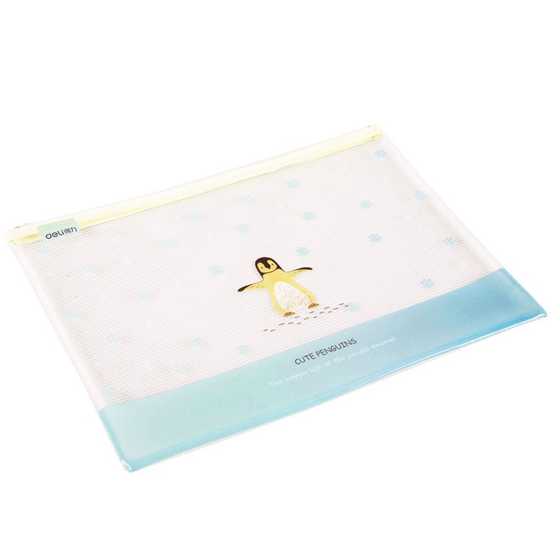 Deli Transparent Mesh Zipper Bag Map Pouch Tas Resleting Jala A4 5990 - Gambar 3